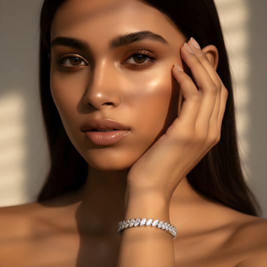 💎 Luxury Marquise Diamond Bracelet | Sterling Silver 925 | DEF/VVS–VS Clarity | Sophisticated Jewelry for Women