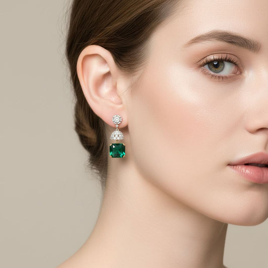 💎 Premium Green Hydro & Side Diamond Earrings | 1.5 Ct | Sterling Silver | DEF VVS–VS