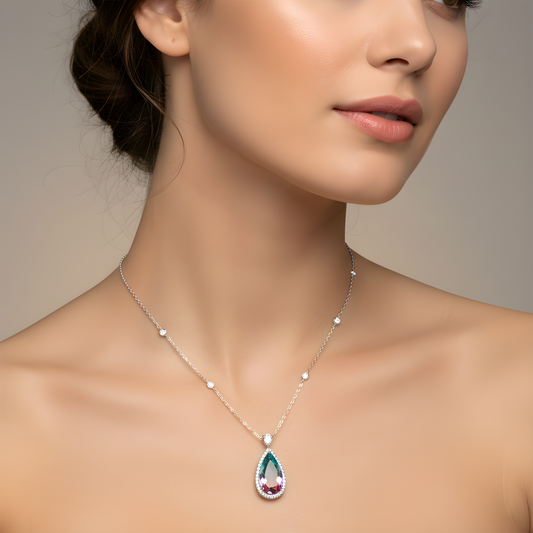💎 Luxury 7.16 Carat Two-Shade CVD Diamond Necklace | DEF/VVS–VS Lab-Grown Diamonds | 925 Silver Gift Jewelry