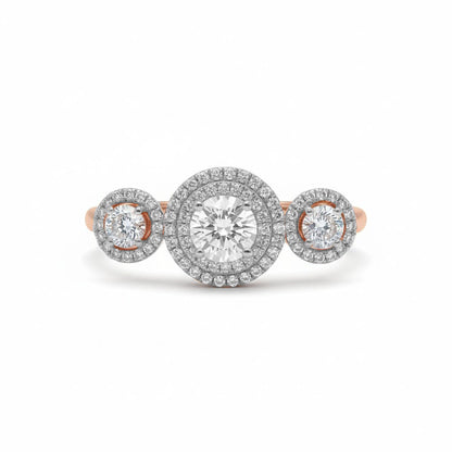 925 Sterling Silver Triple-Halo CZ Diamond Ring | 49 Sparkling Stones | 0.55 Ct Brilliant Accent Design