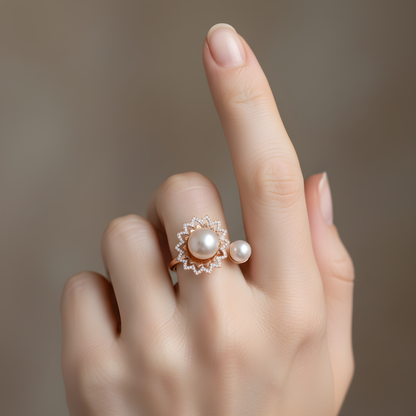 💎 925 Silver Pearl Pendant Set  0.8 Ct Side Diamonds & Lab CVD Gems