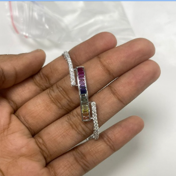 💎 Luxury Moissanite & Multi-Colour Sapphire Bracelet | 0.795 Ct | 14K White Gold Elegant Design