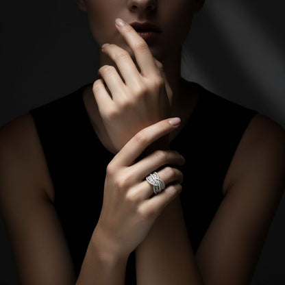 ✨ Premium 925 Silver Diamond Ring | 2 Ct Side Diamonds | High-Clarity DEF VVS–VS