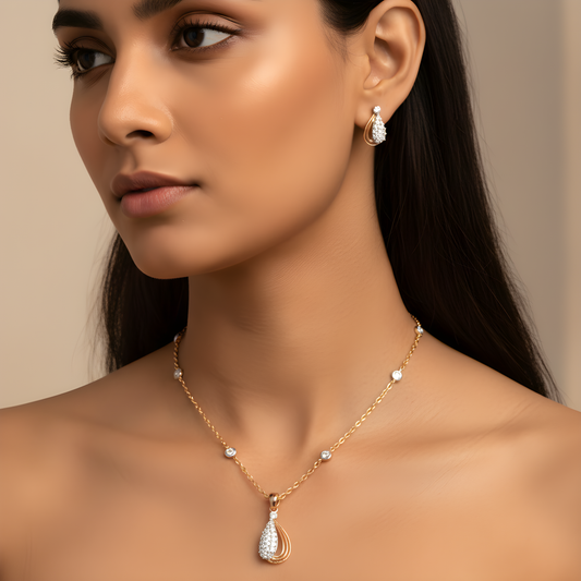✨ 925 Silver Pendant & Earrings Set with DEF VVS–VS Lab-Grown Diamonds