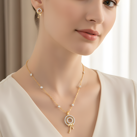 ✨ 925 Silver Pendant & Earring Set | 0.59 Ct DEF VVS–VS Lab-Grown Side Diamonds