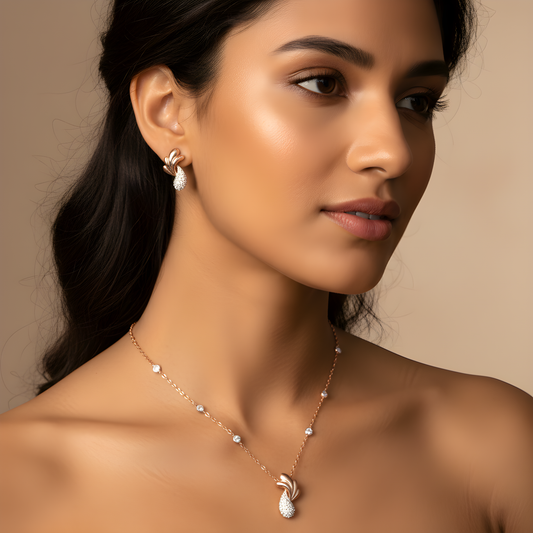 💎 Elegant 925 Silver Pendant & Earrings Set with CVD DEF Diamonds