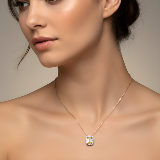 💎 Luxury 4.46 Ct Yellow Shade Pendant Necklace | Sterling Silver 925 | DEF/VVS–VS Grade | Sophisticated Jewelry for Women
