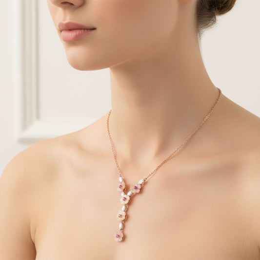 💎 Stylish 4.52 Ct Ruby & Mother of Pearl Pendant | Sterling Silver 925 | DEF/VVS–VS Lab-Grown | Elegant Gift for Women