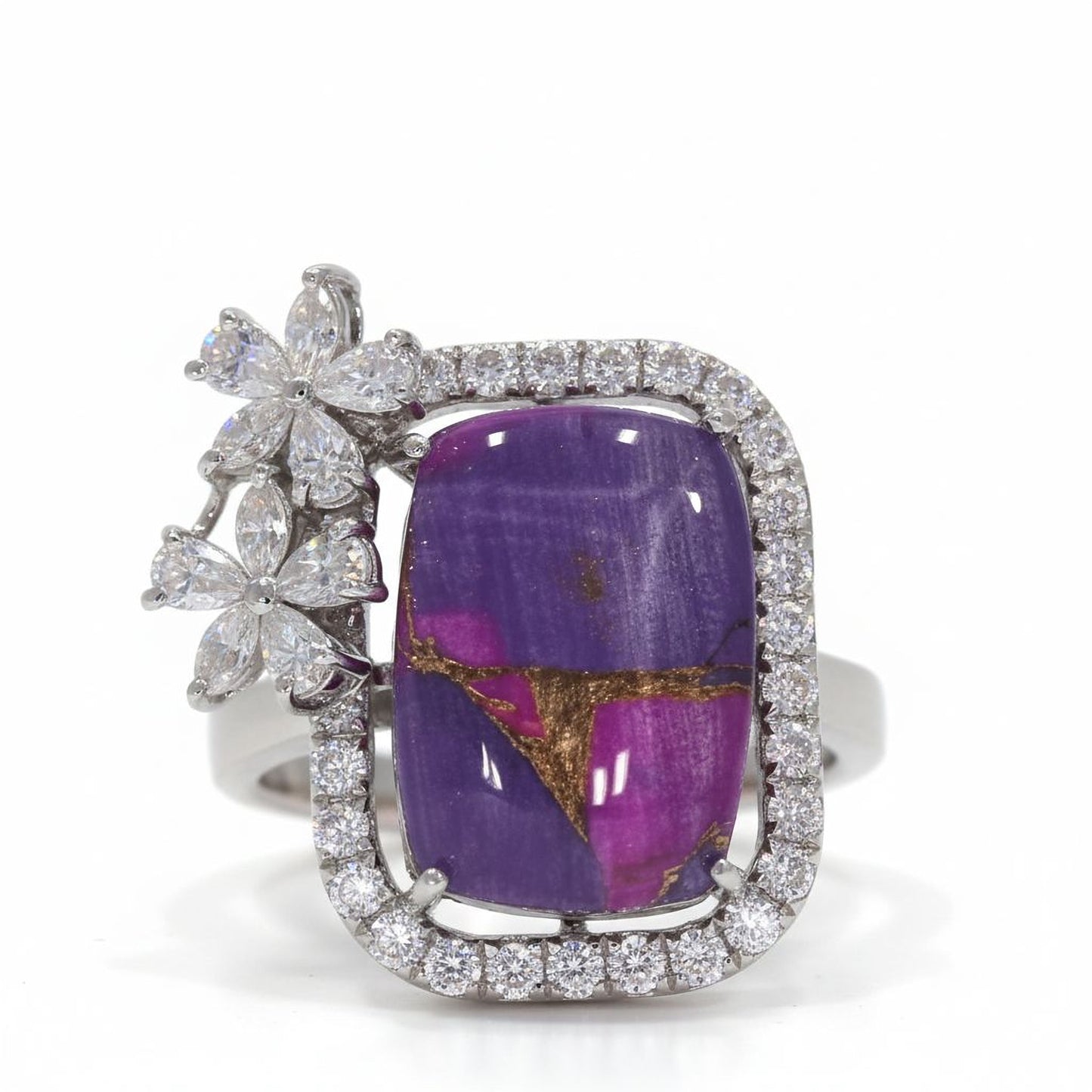 💎 925 Sterling Silver Women’s Ring | 40 CZ, Moissanite & Lab-Grown Diamonds | 1.41 Carats