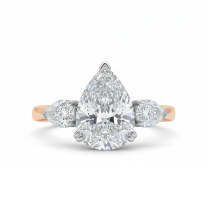 925 Silver Pear-Cut CZ Diamond Ring | 3.6 Ct Triple-Stone Sparkle | Elegant Women’s Fine Jewelry