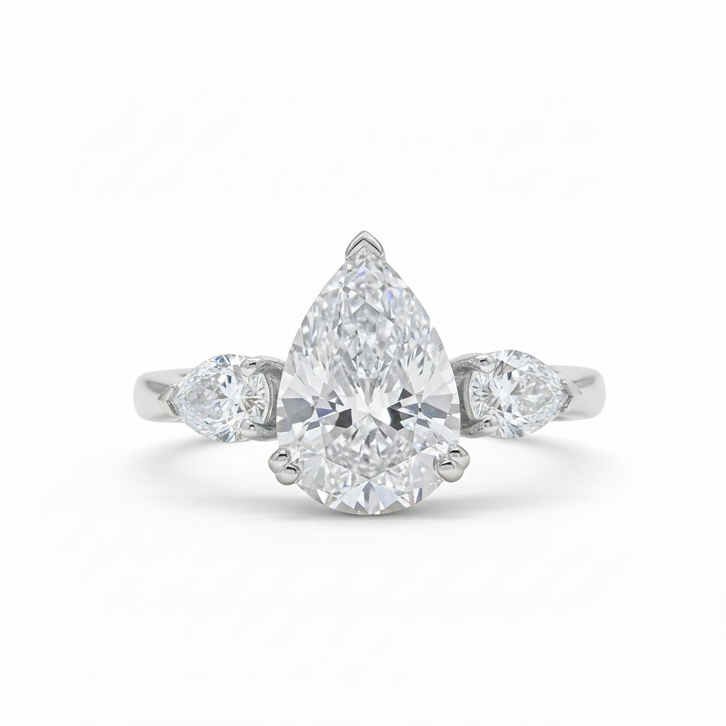 925 Silver Pear-Cut CZ Diamond Ring | 3.6 Ct Triple-Stone Sparkle | Elegant Women’s Fine Jewelry