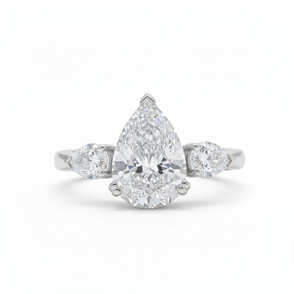925 Silver Pear-Cut CZ Diamond Ring | 3.6 Ct Triple-Stone Sparkle | Elegant Women’s Fine Jewelry