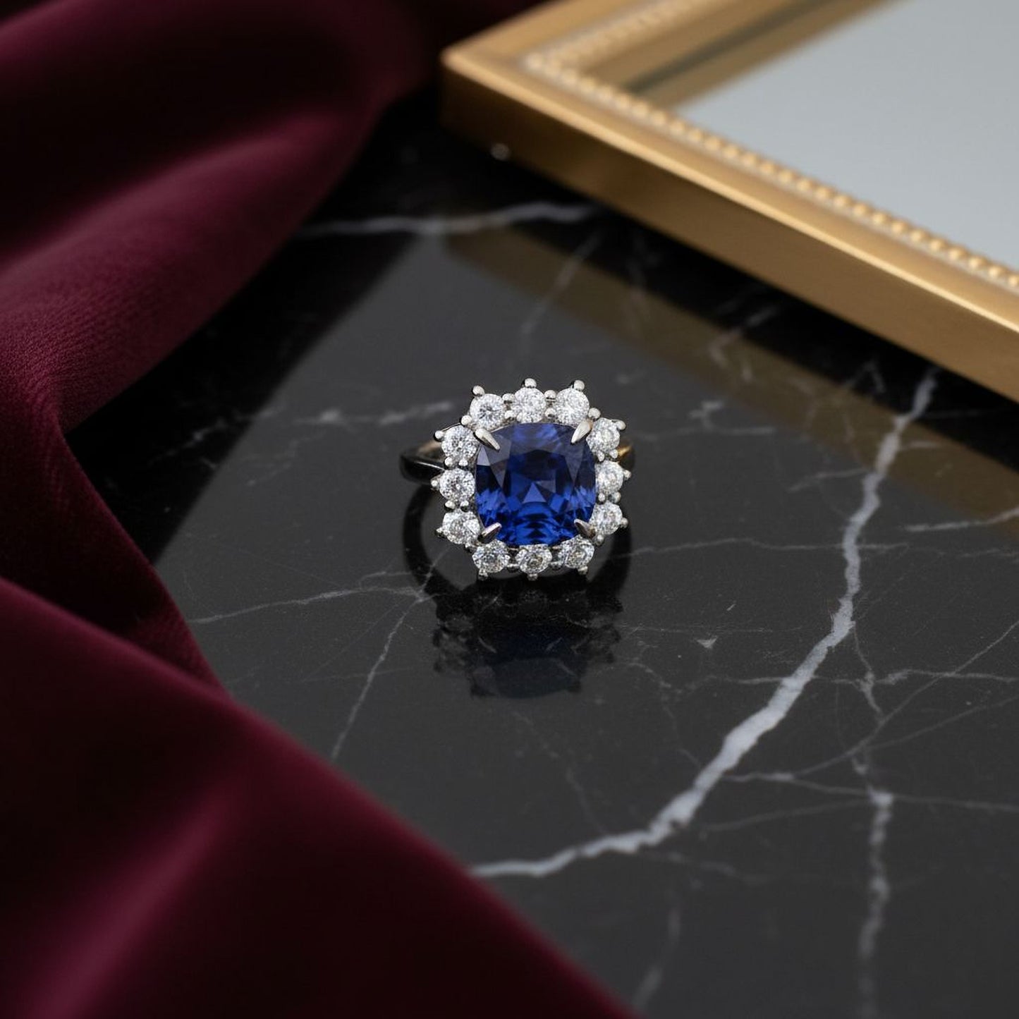 ✨ Elegant 1.2 Ct Side Diamond & Blue Hydro Ring | 925 Sterling Silver | DEF VVS–VS