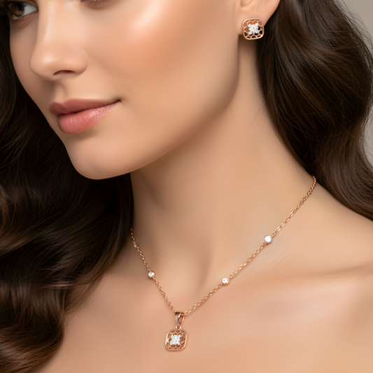 ✨ 925 Silver Pendant & Earrings Set with 0.24ct CVD DEF Diamonds | Delicate Sterling Jewelry Gift for Women