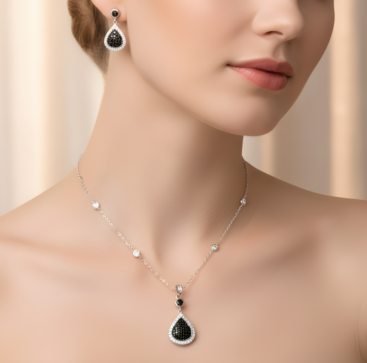 ✨ 925 Silver Pendant & Earrings Set with 0.24ct CVD DEF Diamonds | Delicate Sterling Jewelry Gift for Women