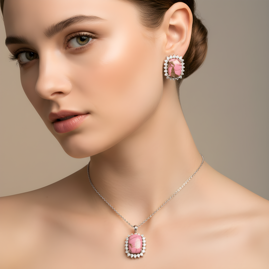 💎 Stylish 21.84 Ct Dichroic Stone Pendant Set | 925 Hallmarked Silver | DEF/VVS–VS Lab-Grown Diamonds | Elegant Jewelry for Women