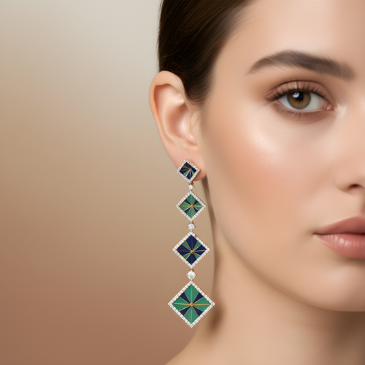 💎 925 Silver Earrings with 2.38 Ct Side Diamonds | DEF VVS–VS Quality