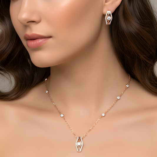 ✨ Elegant Diamond Pendant & Earrings Set in 925 Silver | Perfect Gift for Women