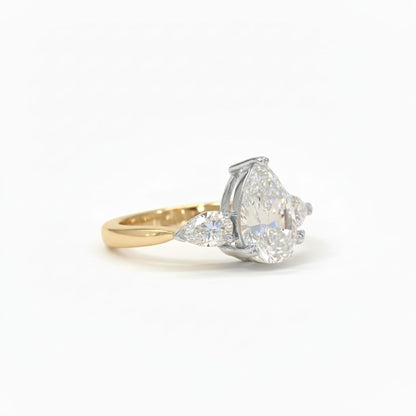 925 Silver Pear-Cut CZ Diamond Ring | 3.6 Ct Triple-Stone Sparkle | Elegant Women’s Fine Jewelry