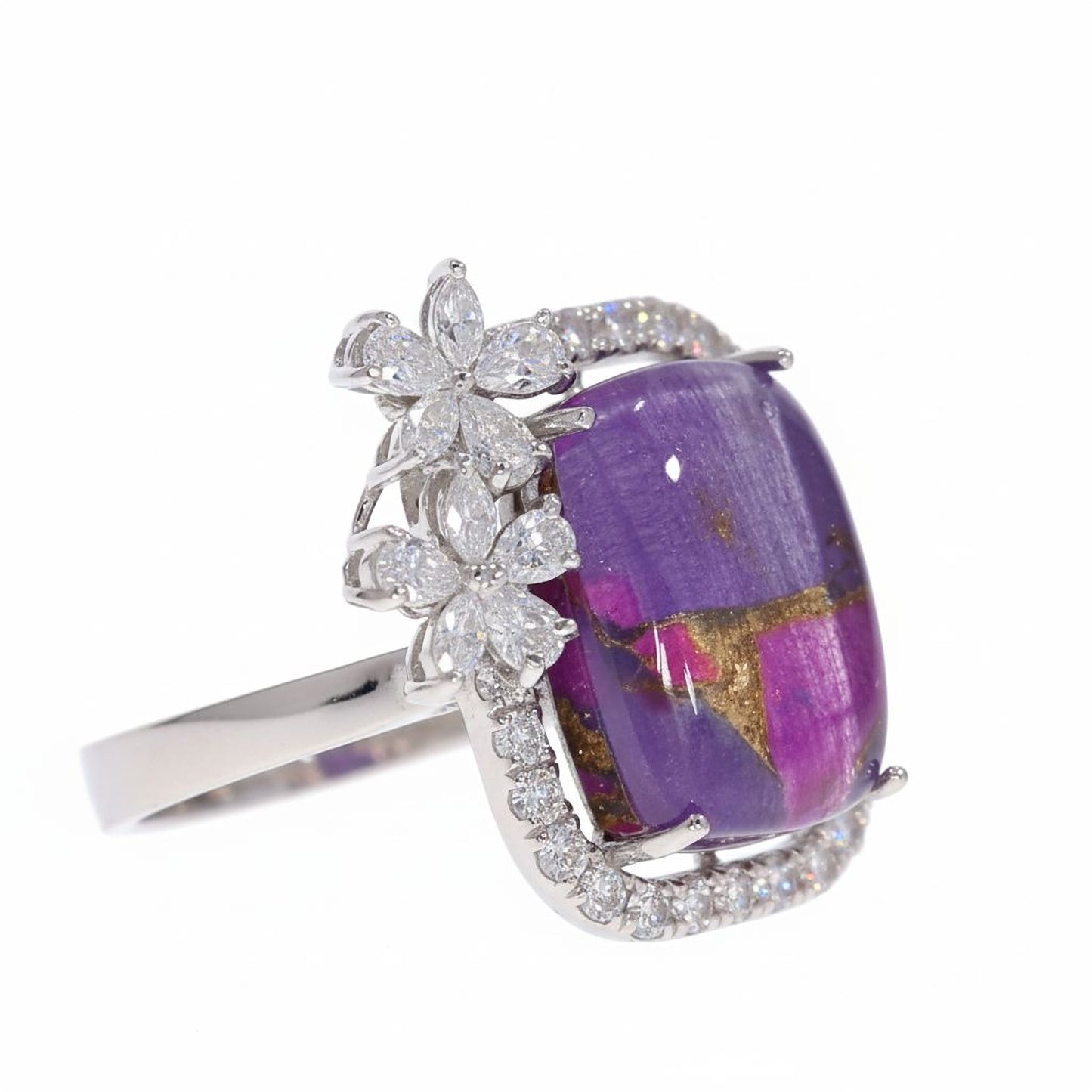 💎 925 Sterling Silver Women’s Ring | 40 CZ, Moissanite & Lab-Grown Diamonds | 1.41 Carats