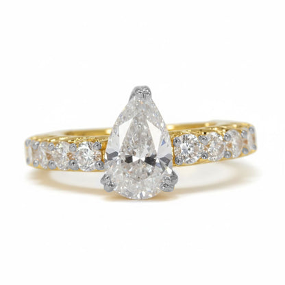 925 Silver Pear-Cut CZ Ring | 3.6 Ct Sparkle with 9-Stone Band | Luxury Women’s Jewelry