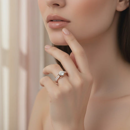 ✨ Premium 925 Silver Ring with 1.40 Ct Side Diamonds | DEF VVS–VS Quality